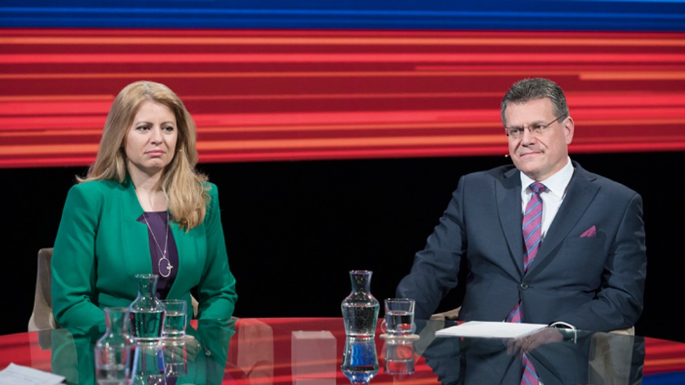 Zuzana Čaputová počas volebnej noci po 1. kole prezidentských volieb. (16. marca 2019)