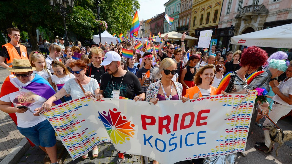 Na snímke účastníci pochodu PRIDE v Košiciach 24. augusta 2019.