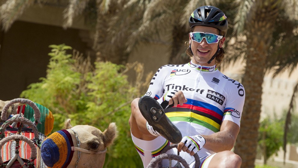 Peter Sagan na pretekoch v Abu Dhabí.