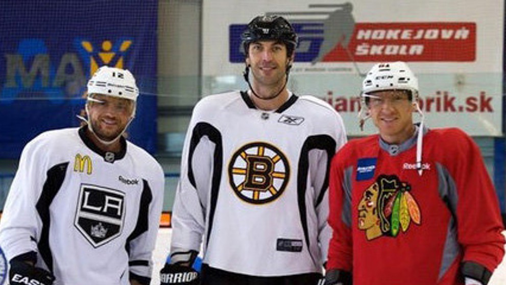 Marián Gáborík (LA King), Zdeno Chára (Boston Bruins) a Marián Hossa (Chicago). 
