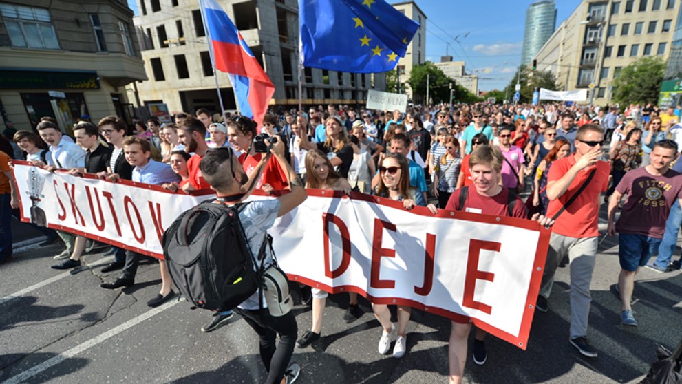 Druhý protestu proti korupcii v Bratislave, ktorý opäť zorganizovali študenti.