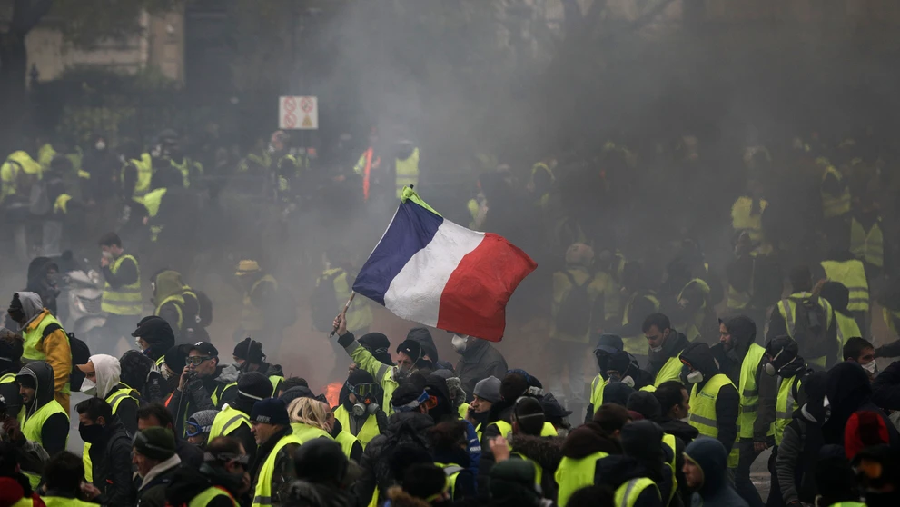 Protestujúci vo Francúzsku.