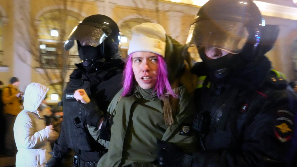 Protivojnové protesty v Moskve.