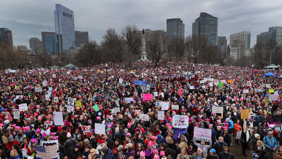 Pochod žien v Bostone.