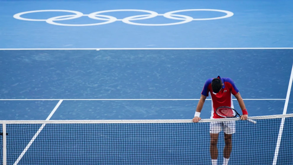Novak Djokovič po prehre o olympijský bronz.