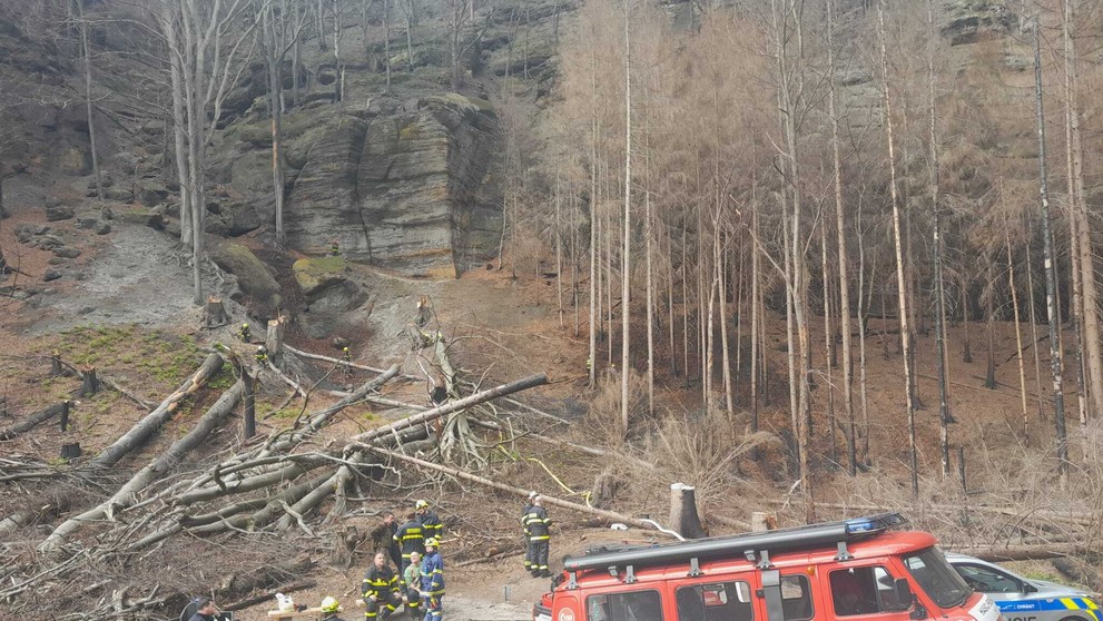 Požiar v NP České Švajčiarsko.