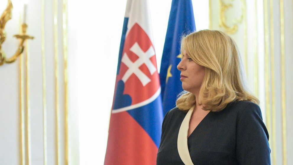 Na snímke prezidentka Zuzana Čaputová oznamuje, že nebude opätovne kandidovať v budúcoročných voľbách na post hlavy štátu v Prezidentskom paláci v utorok 20. júna 2023.