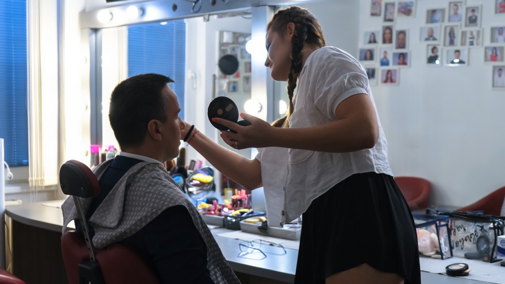 Erik Tomáš pred nakrúcaním.