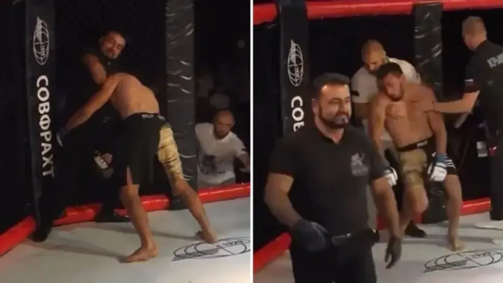 Bizarný záver súboja MMA: Bojovník sa po tvrdom K.O. vrhol na rozhodcu, ten ho uspal škrtiacim chvatom
