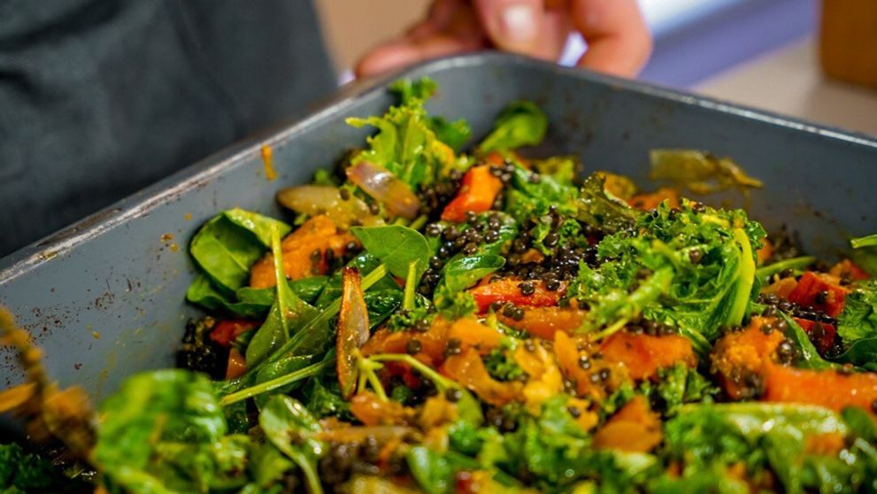 Trojaké vajcia Benedikt, Kačacie prsia s karfiolovým pyré a Pečená tekvica