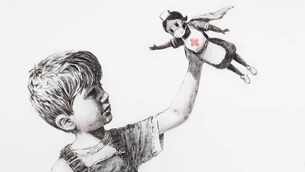 Banksy si novým dielom počas pandémie koronavírusu uctil zdravotníkov