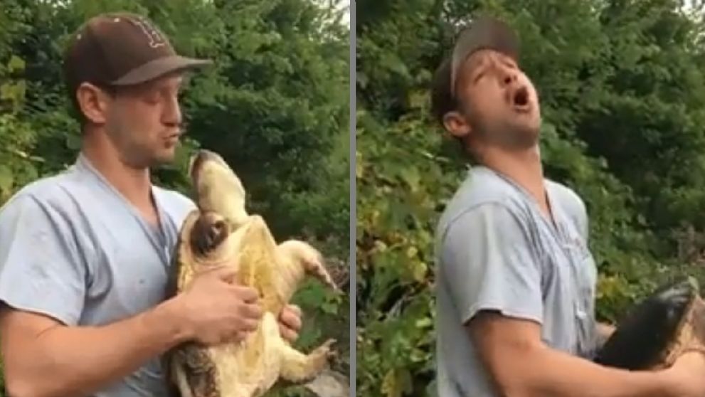 Rybár sa chcel pomaznať s korytnačkou. Zviera to pochopilo po svojom