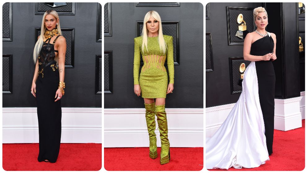 Grammy 2022: Z Dua Lipy blondína, Donatella v zelenom a Lady Gaga ako dáma