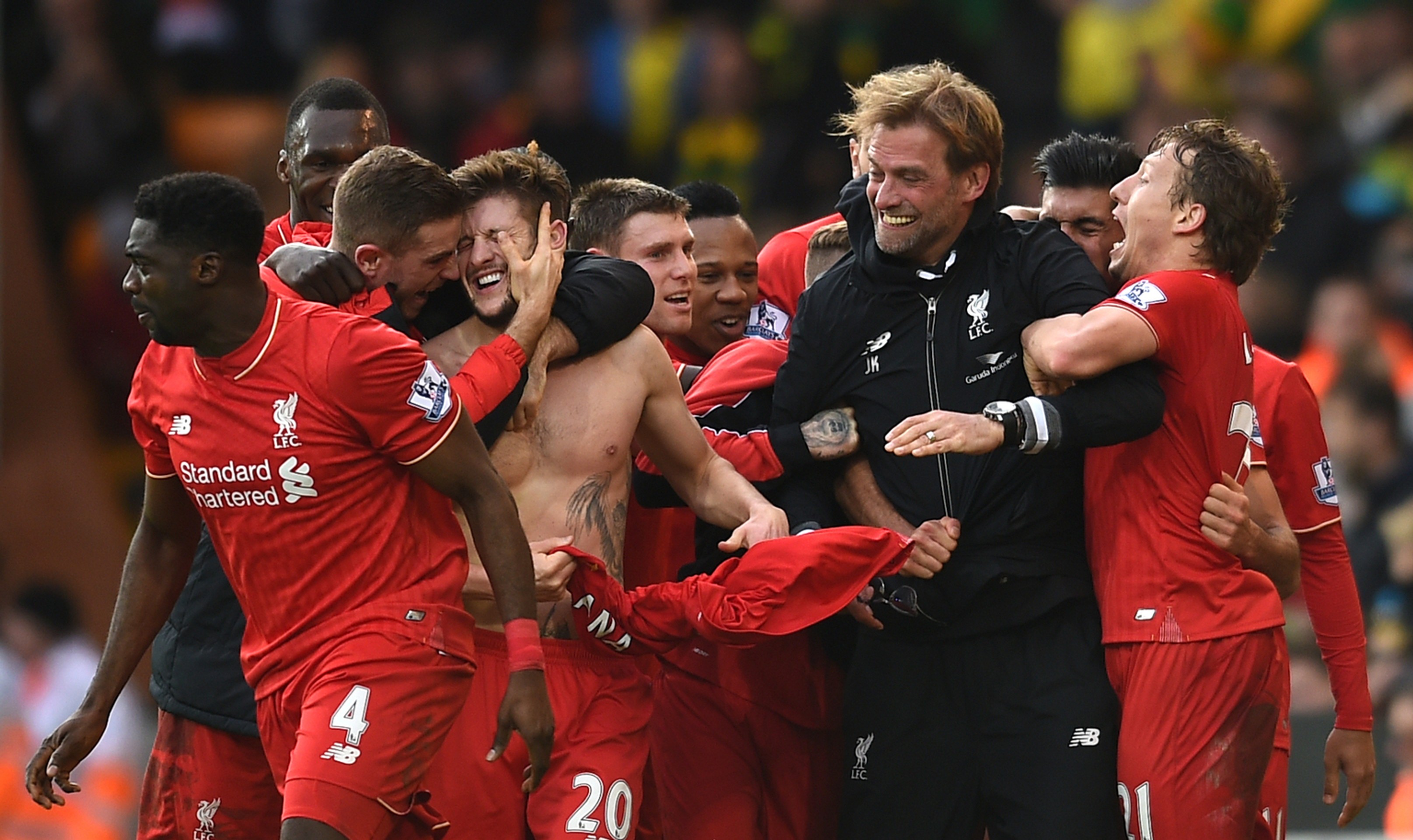Radosť Liverpoolčanov po víťaznom góle Lallanu.