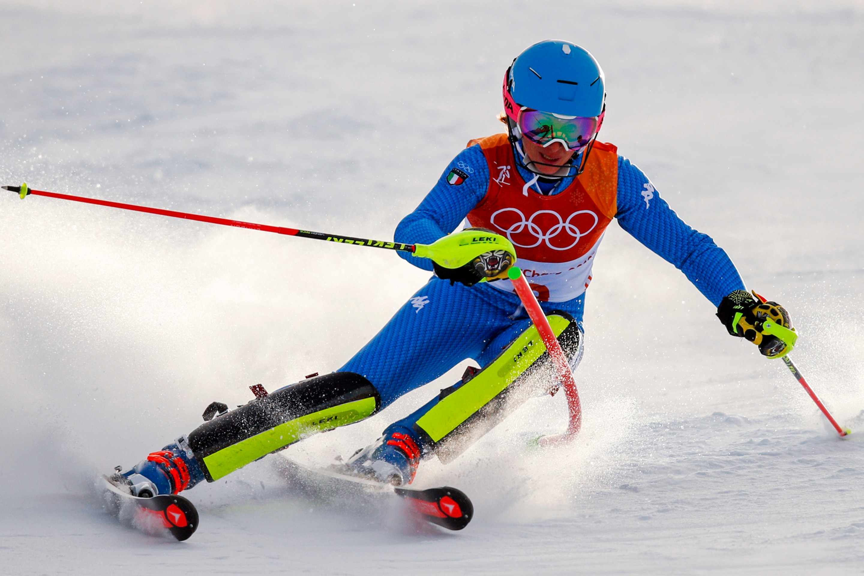 Frida Hansdotterová zo Švédska v slalome na ZOH 2018.