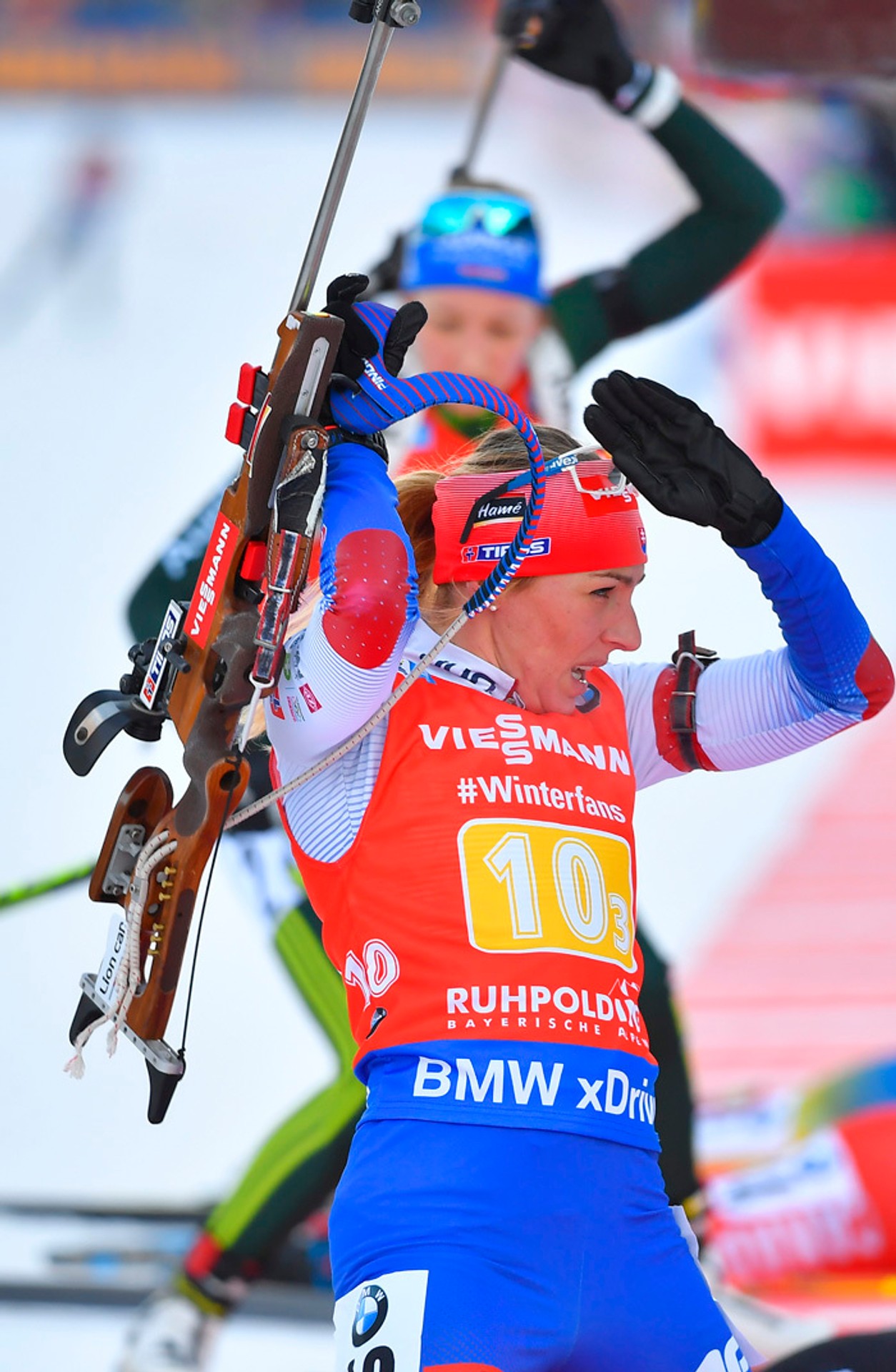 Biatlonistka Anastasia Kuzminová.