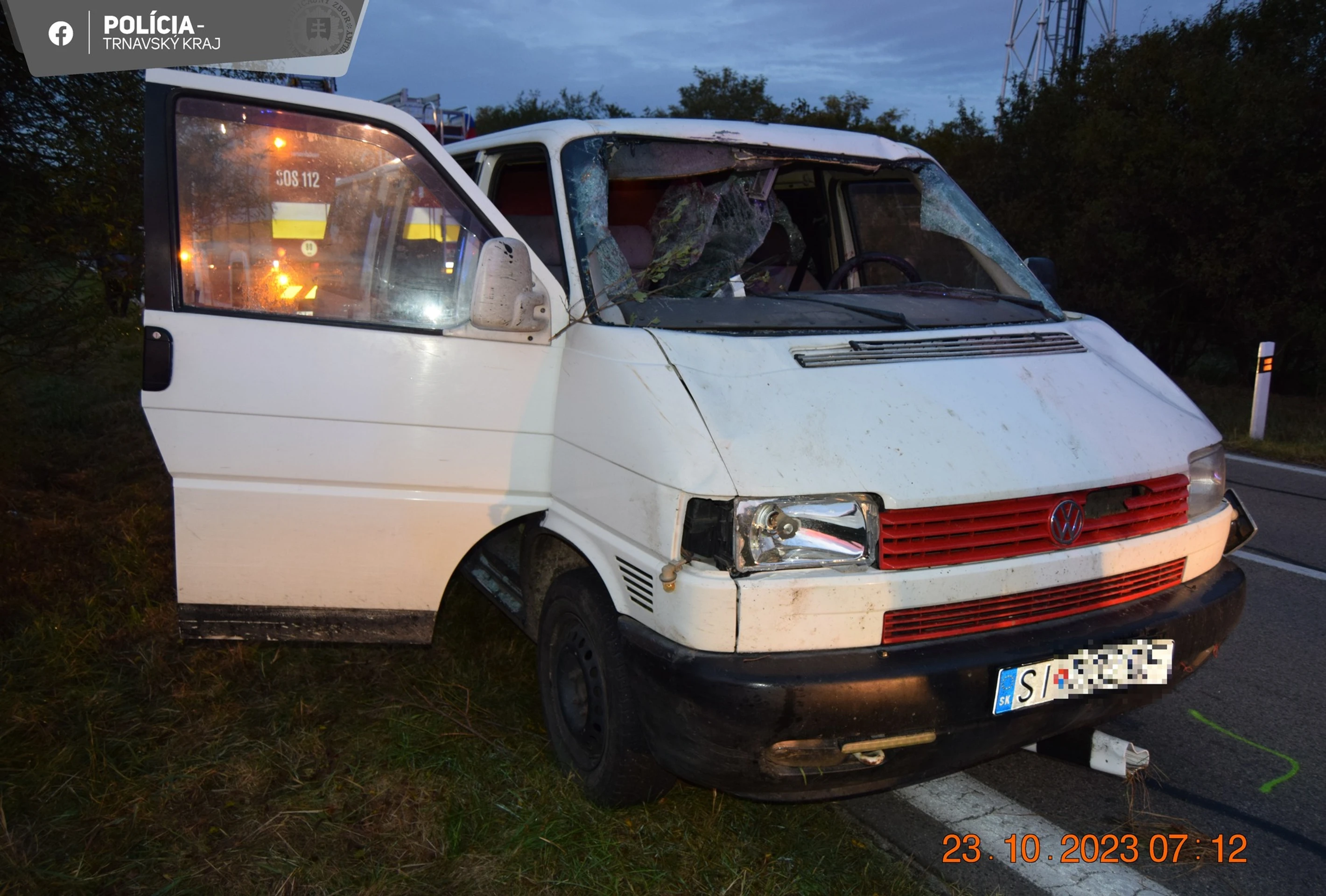 Laň prerazila čelné sklo a skončila na zadných sedadlách.