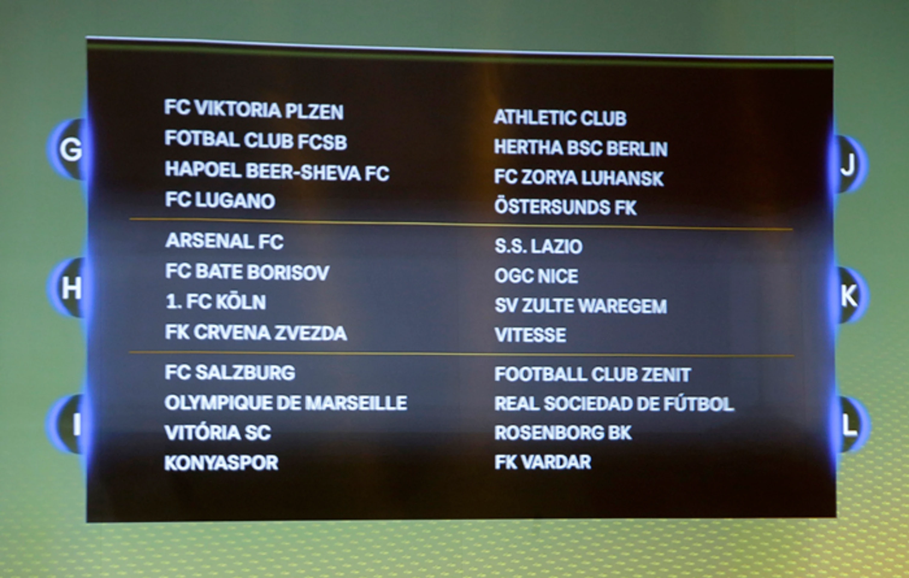 Žreb EL UEFA - skupiny G až L.