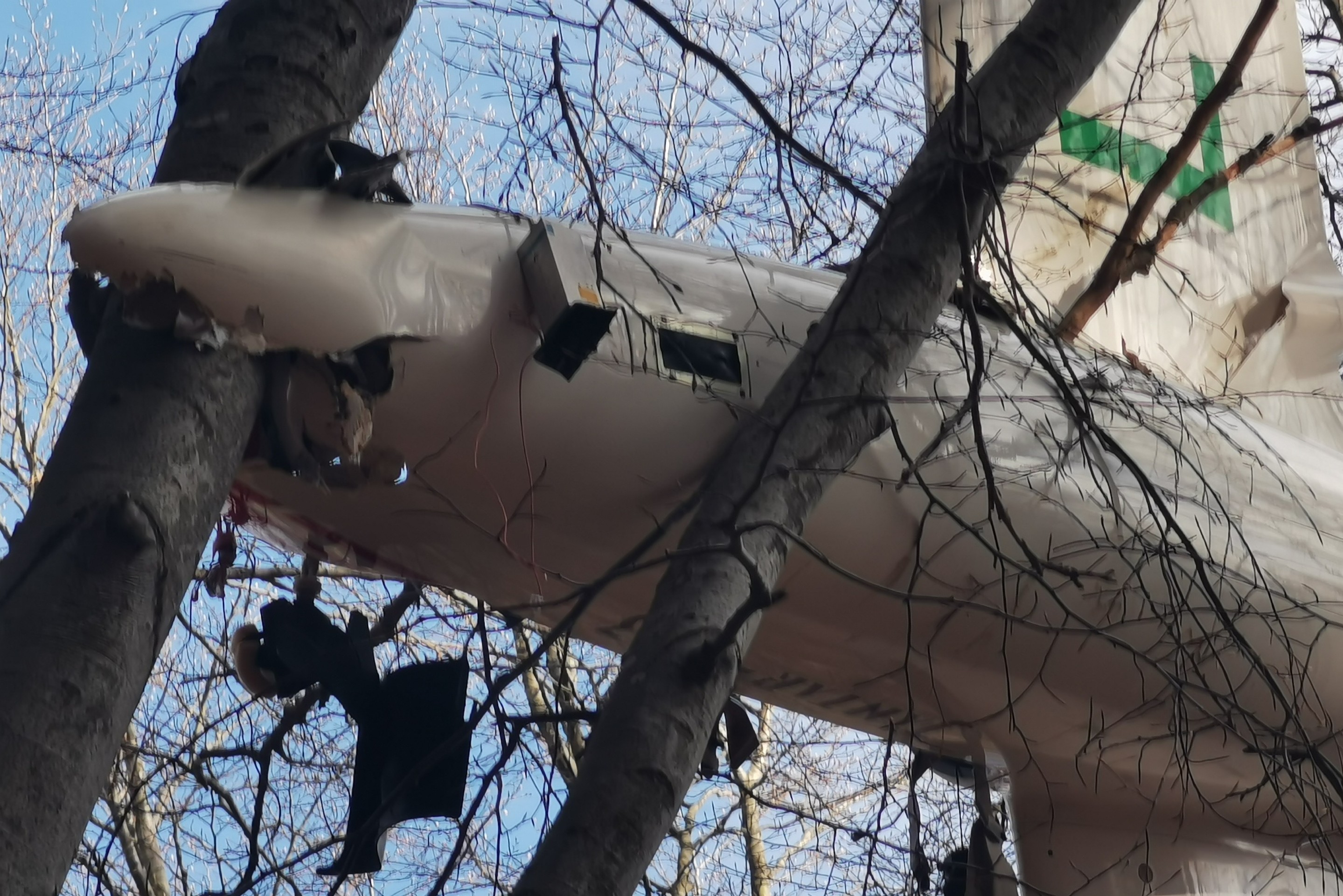 Havarovaný vetroň.