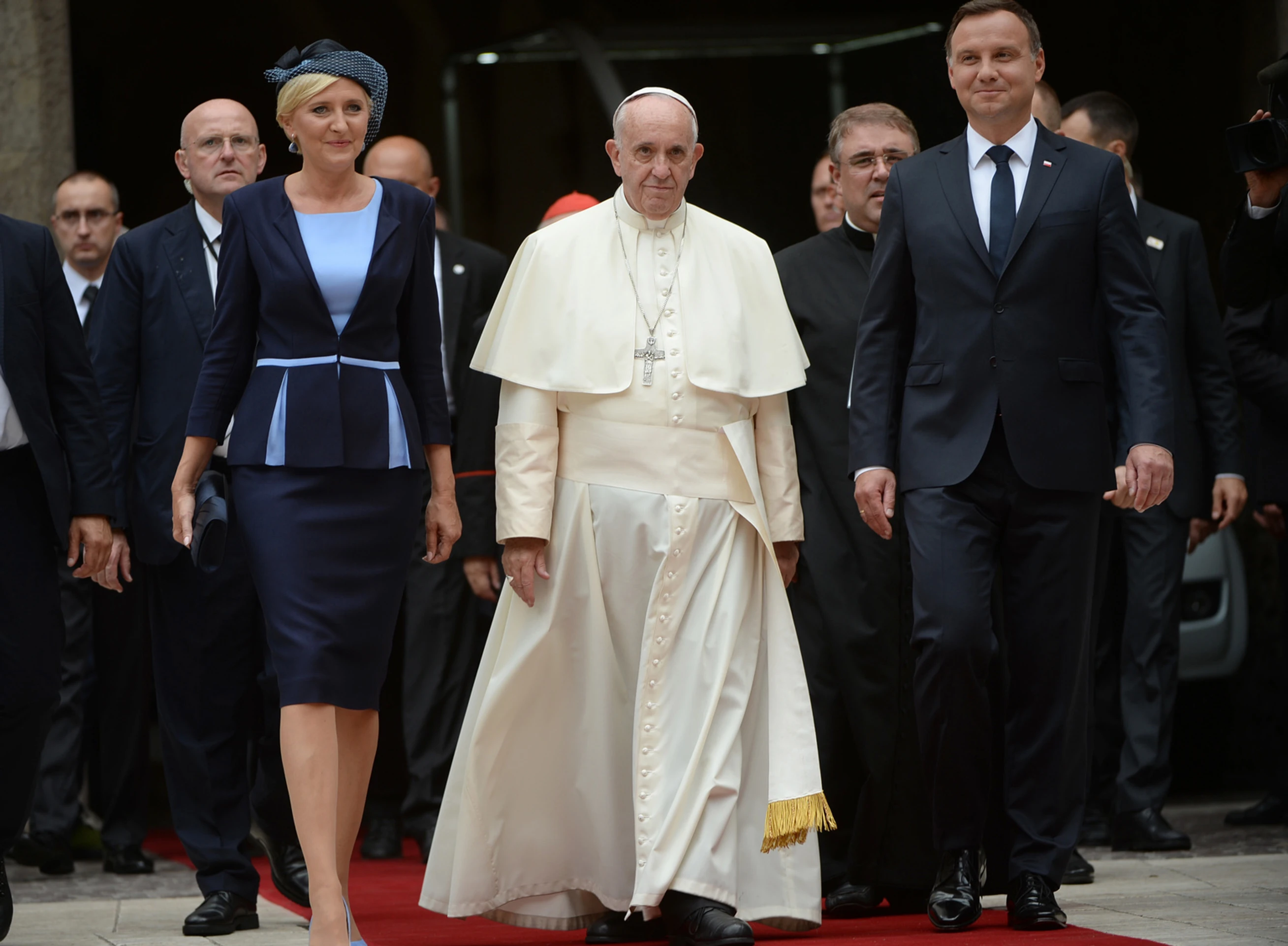 Poľský prezident Andrzej Duda s manželkou Agatou Kornhauser-Duda  s pápežom.