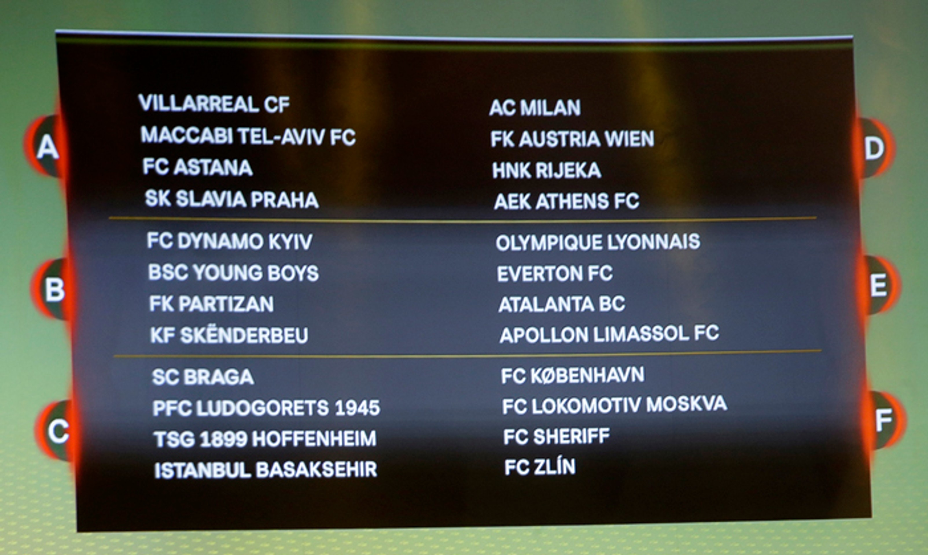 Žreb EL UEFA - skupiny A až F.