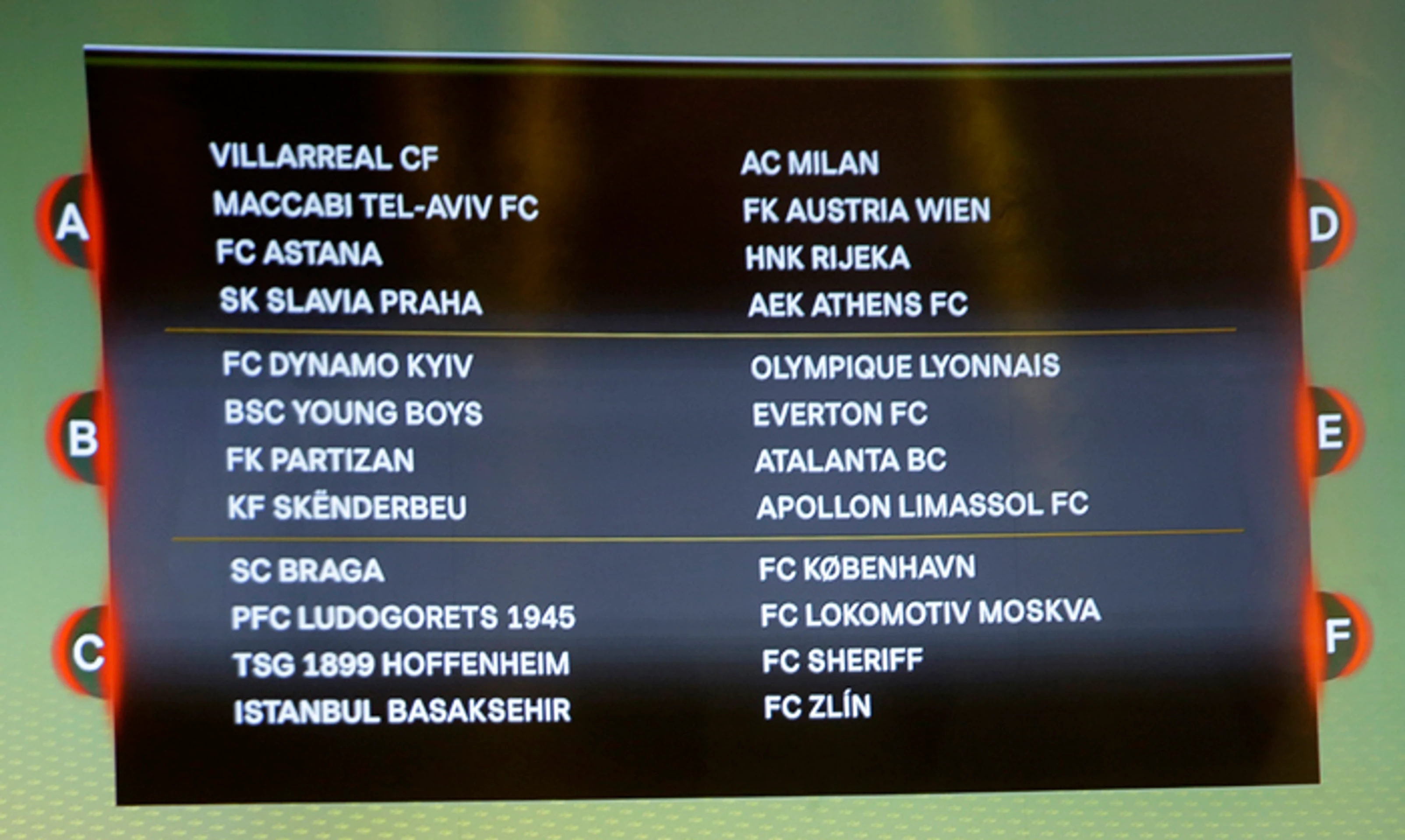 Žreb EL UEFA - skupiny A až F.