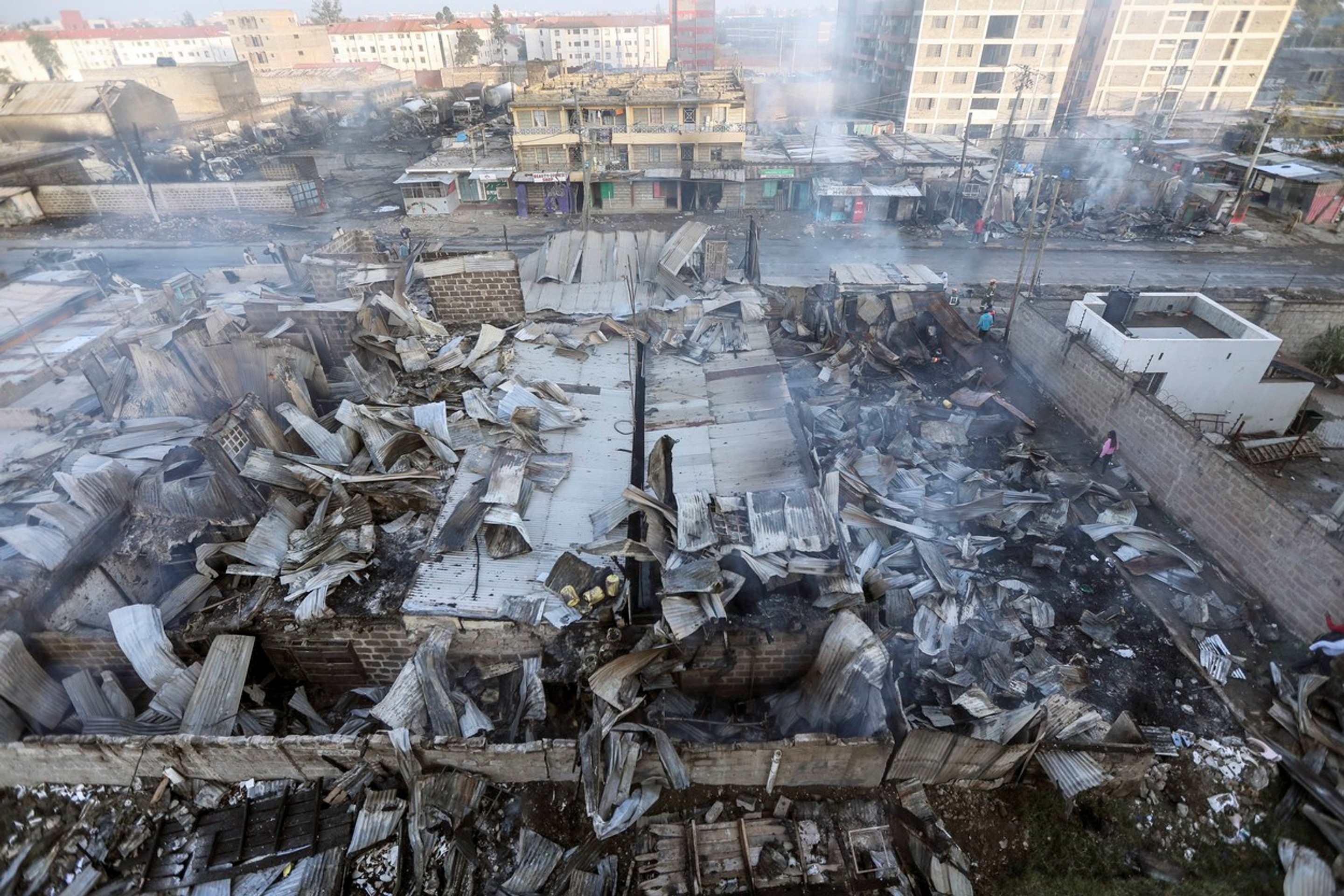 Škody po výbuchu plynu v Nairobi