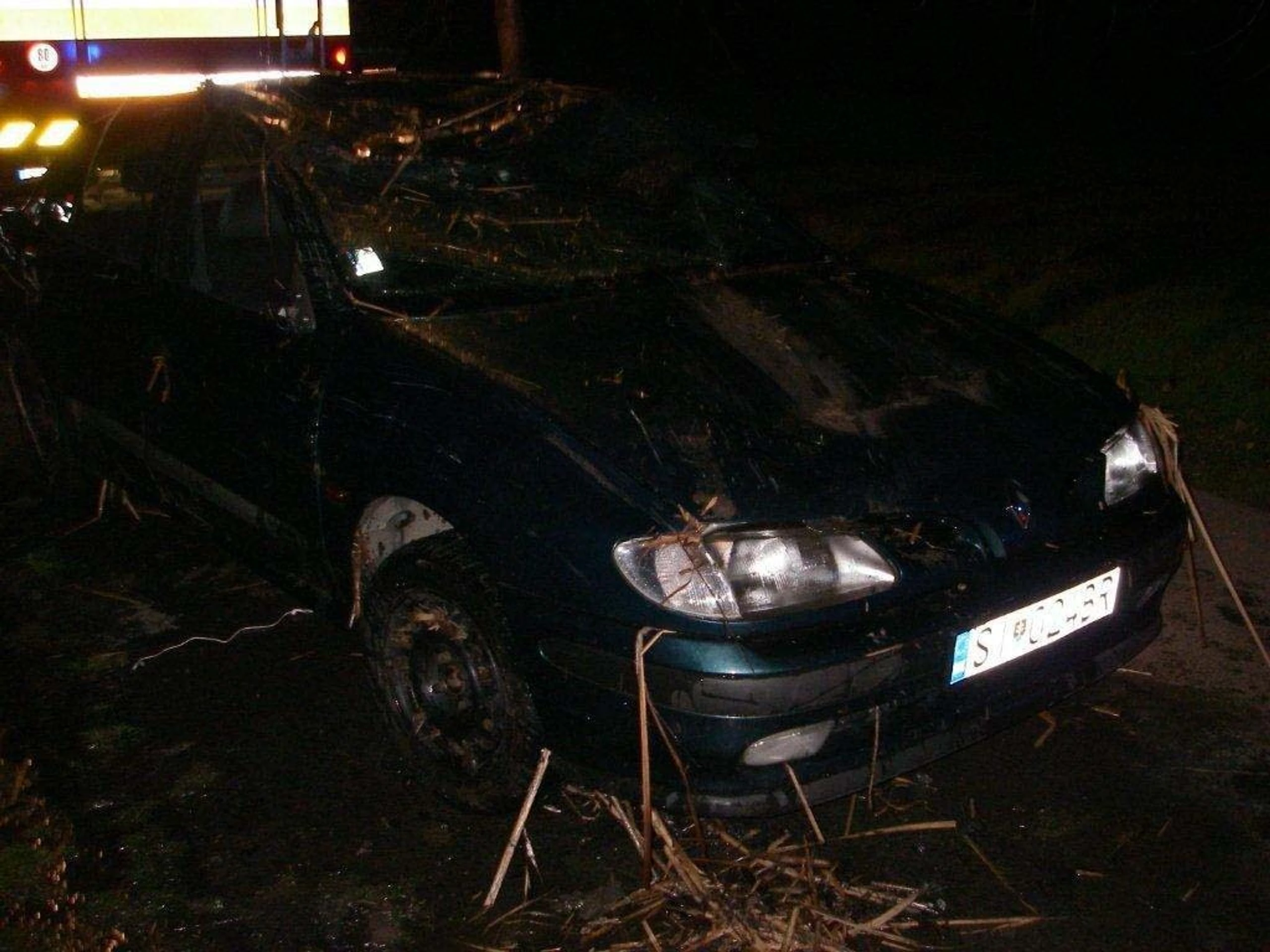Auto v rybníku.