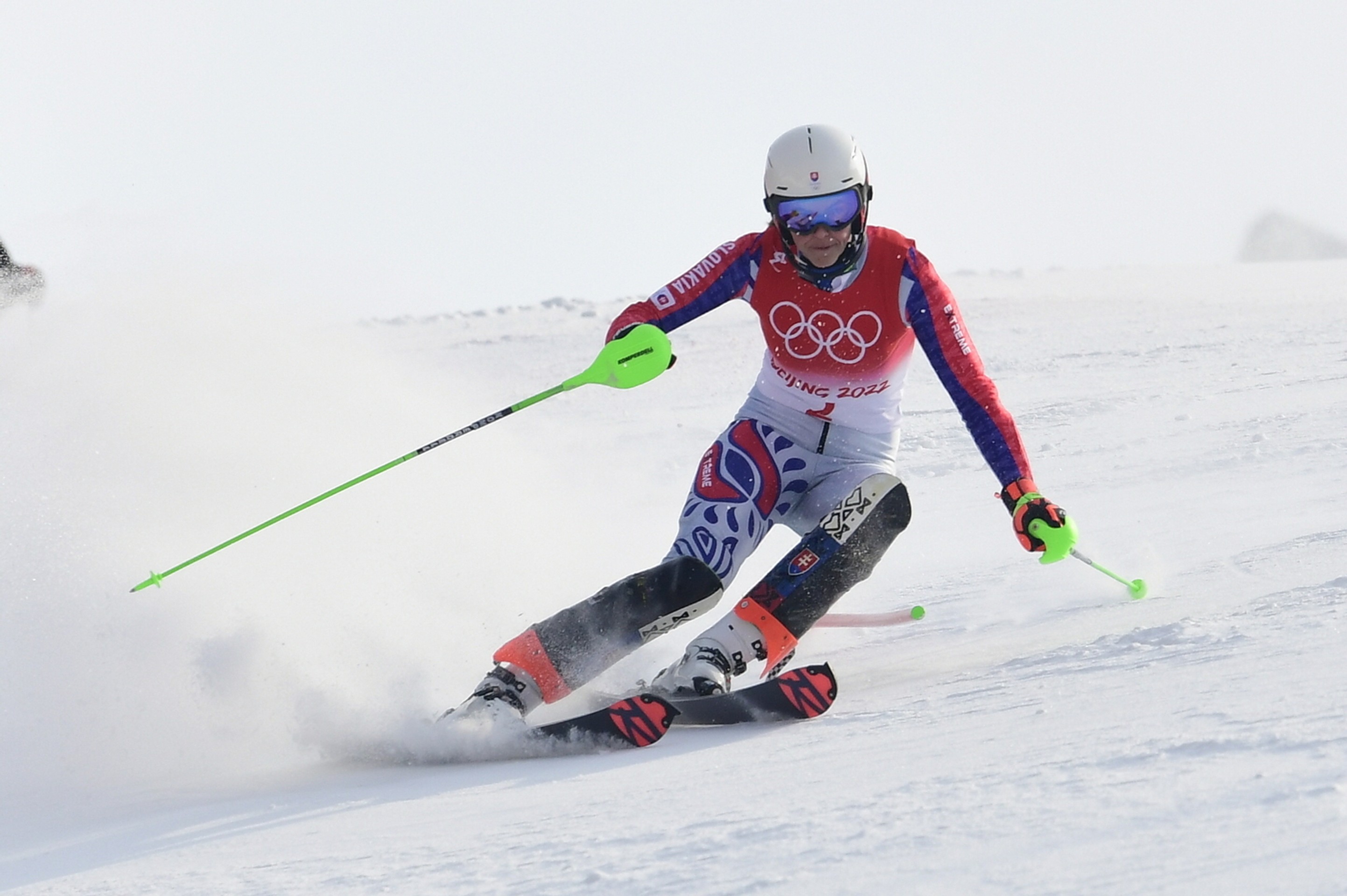 Slovenská lyžiarka Petra Vlhová v 1. kole slalomu na ZOH 2022.
