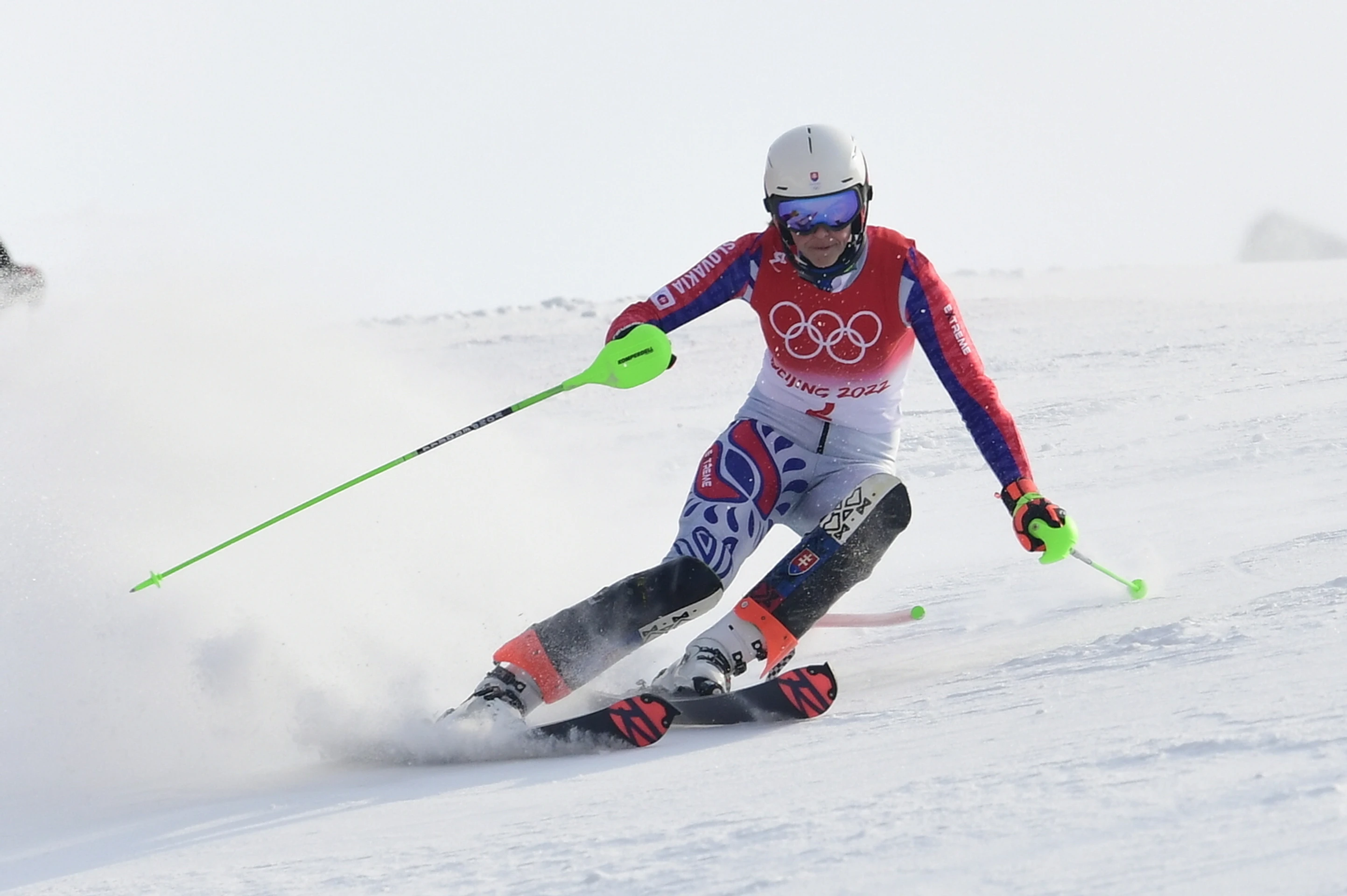 Slovenská lyžiarka Petra Vlhová v 1. kole slalomu na ZOH 2022.