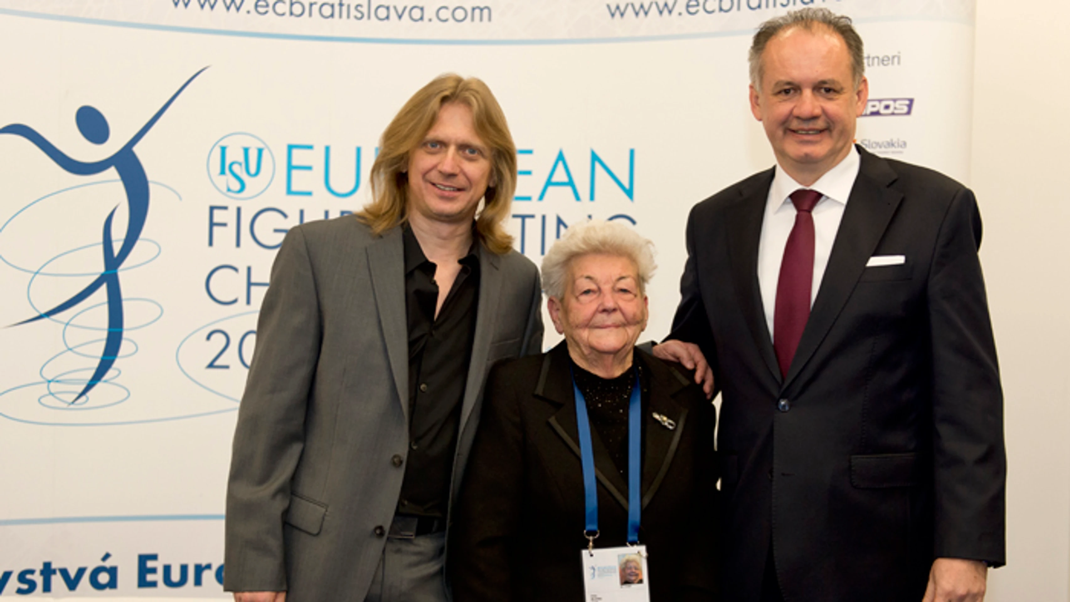 Prezident Andrej Kiska, legendárna trénerka Hilda Múdra a krasokorčuliarka legenda Jozef Sabovčík.