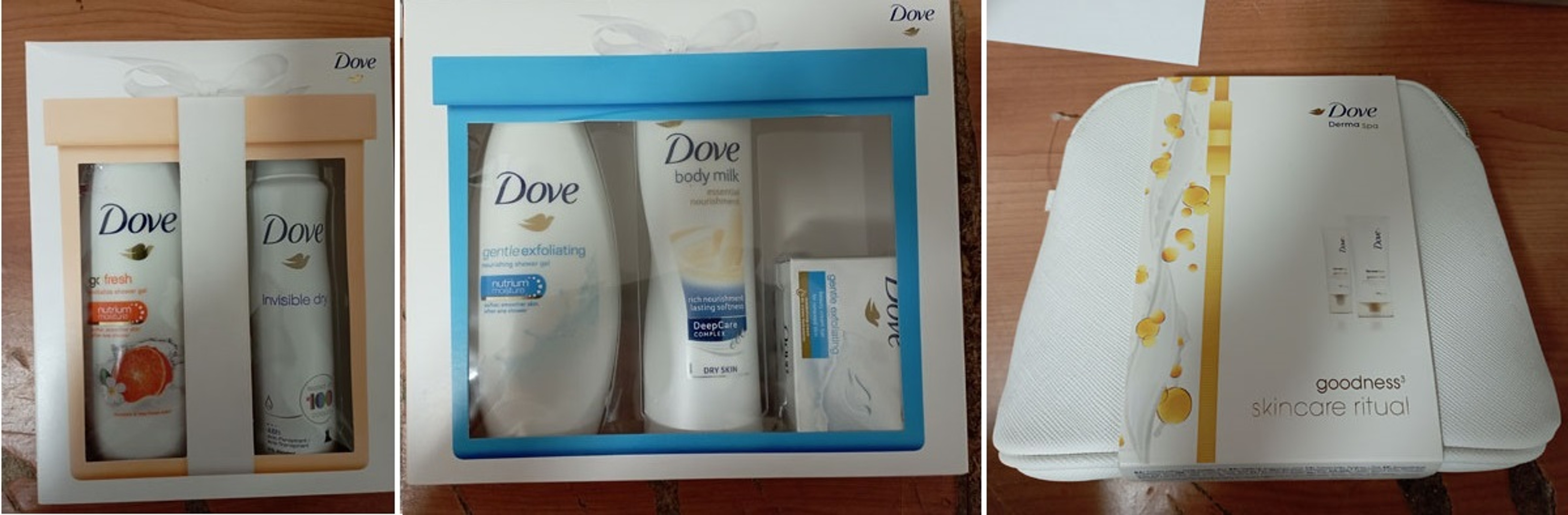 Kozmetické súpravy Dove.