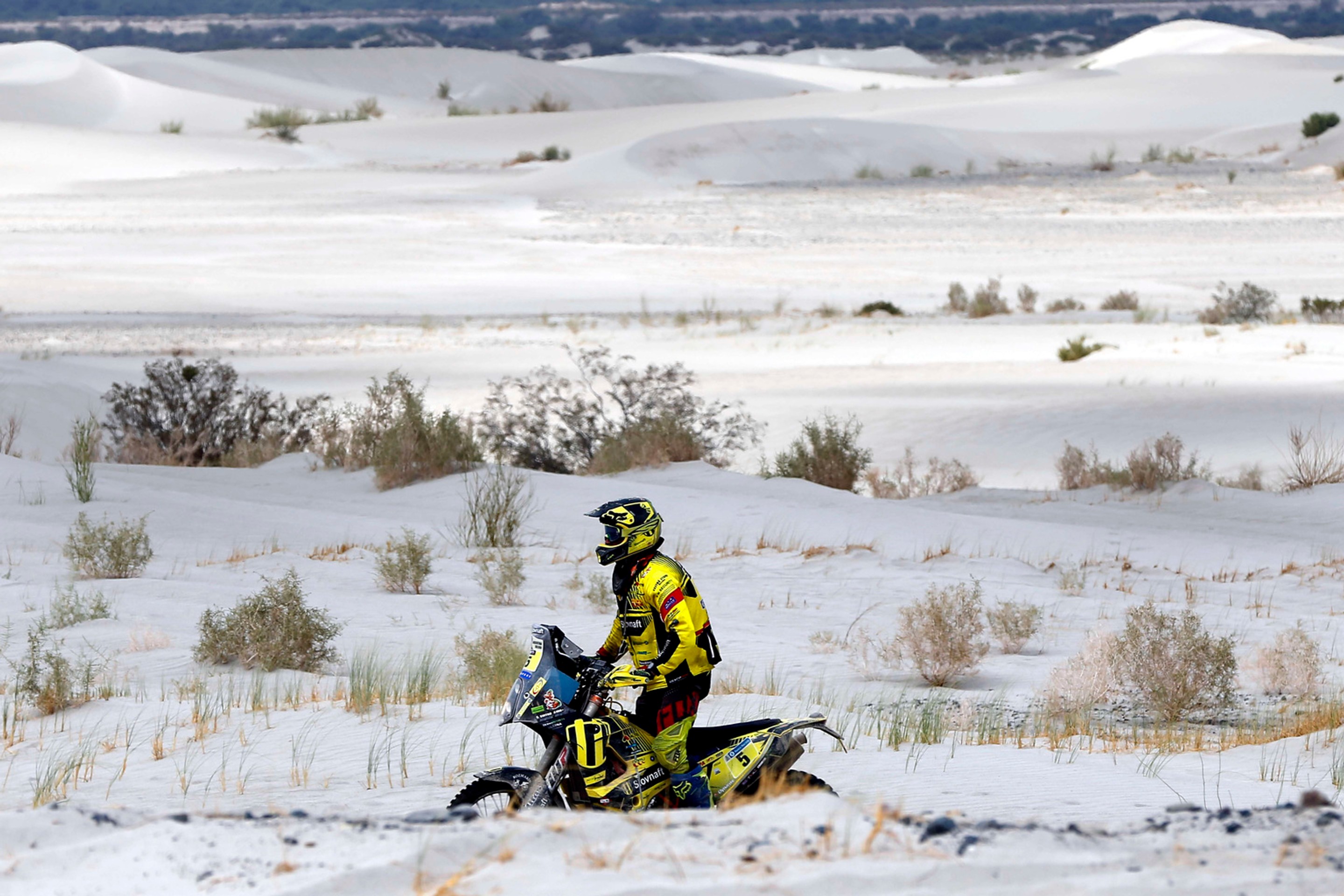 Štefan Svitko na trati 10. etapy  Rely Dakar z Belénu do La Rioja, v ktorej zvíťazil.