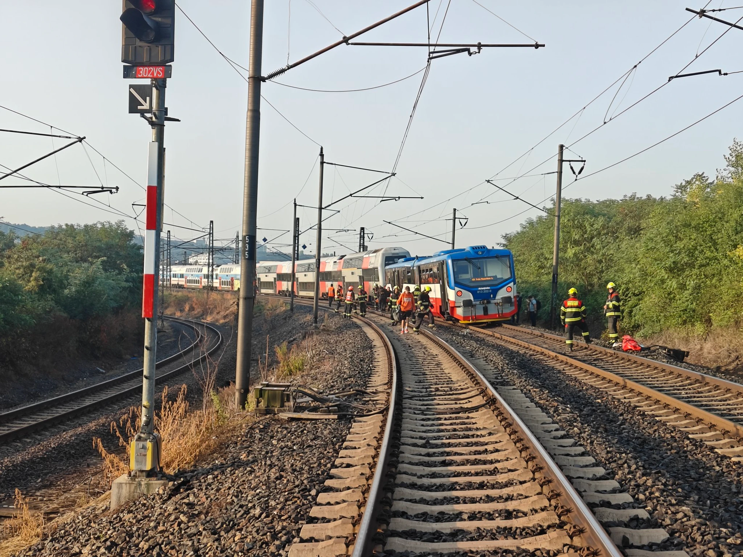 Zrážka vlakov v Prahe.