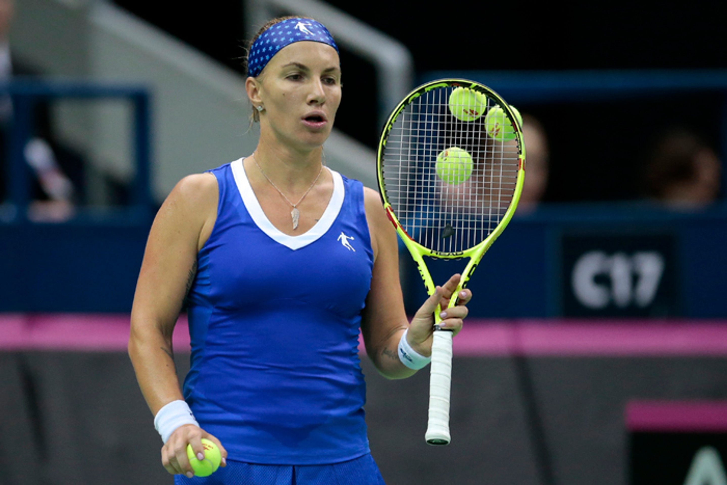 Ruska Svetlana Kuznecovová počas fedcupového zápasu proti Holandsku.