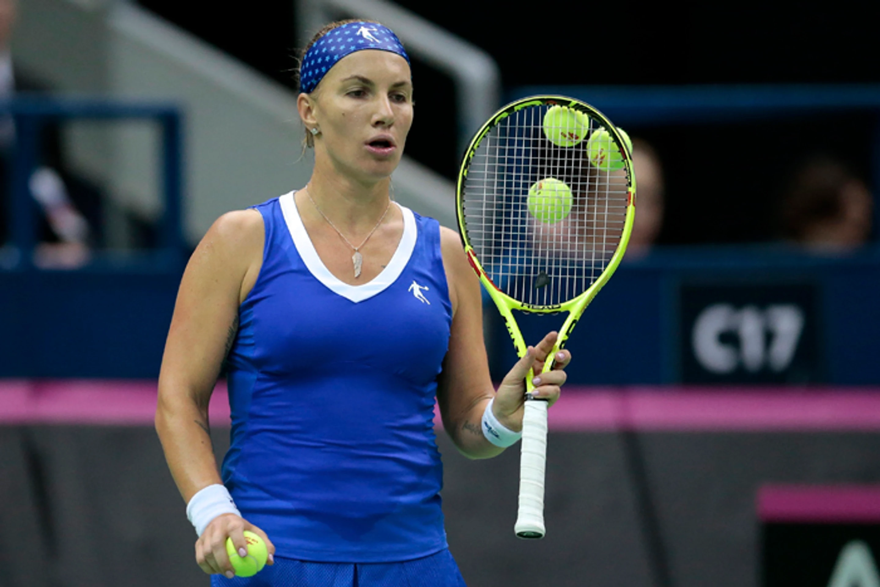 Ruska Svetlana Kuznecovová počas fedcupového zápasu proti Holandsku.