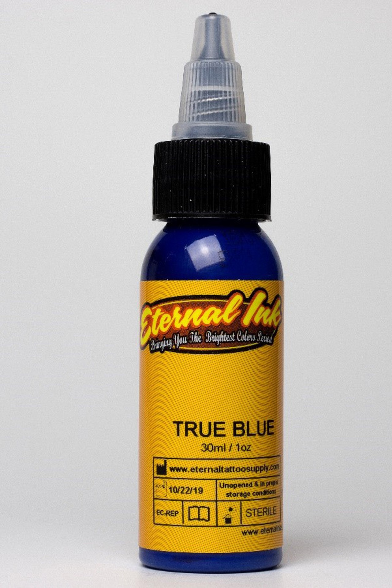 Farba na tetovanie s názvom Eternal Ink True Blue a značkou Eternal Ink.