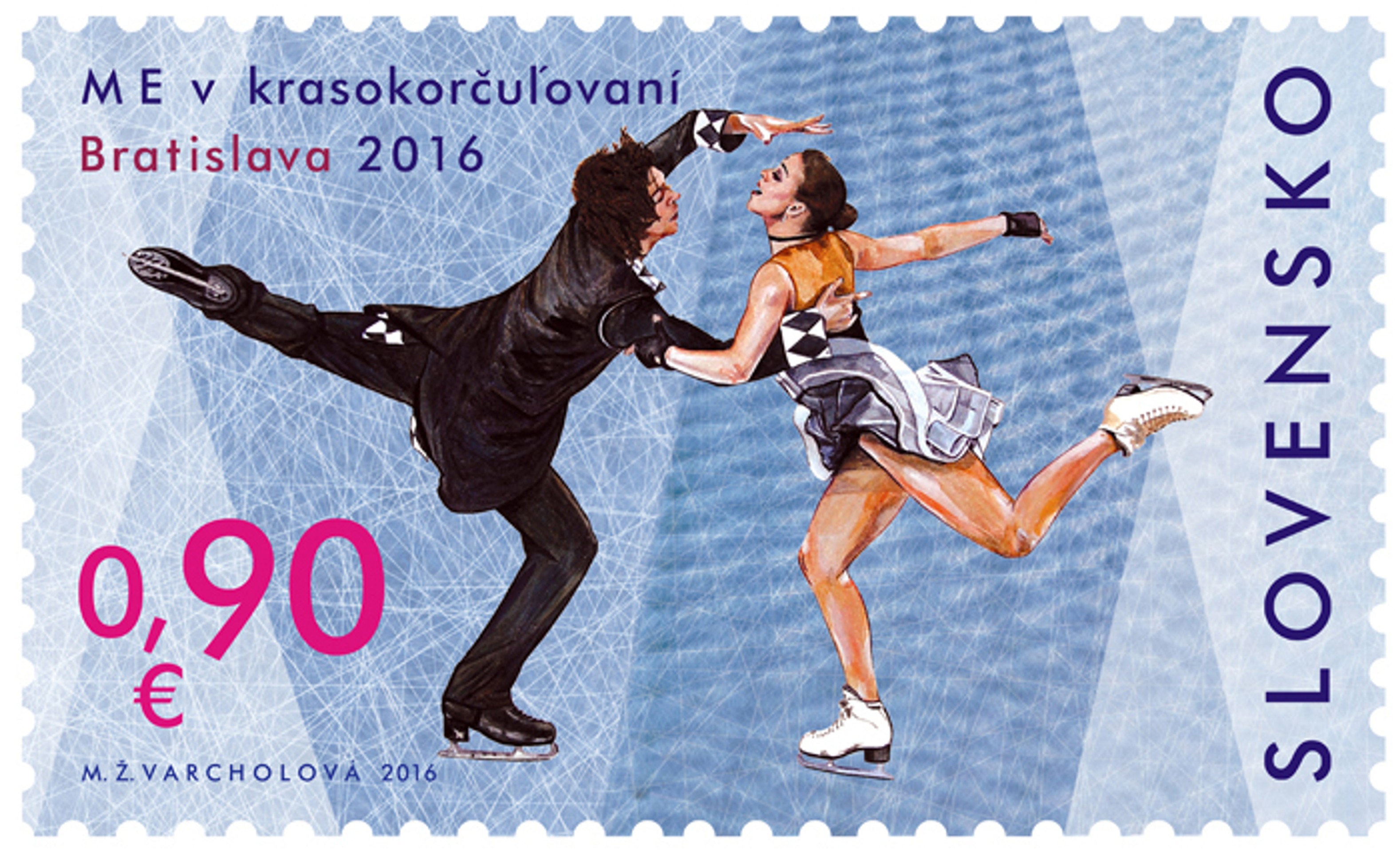 Poštová známka pri príležitosti ME v krasokorčuľovaní.
