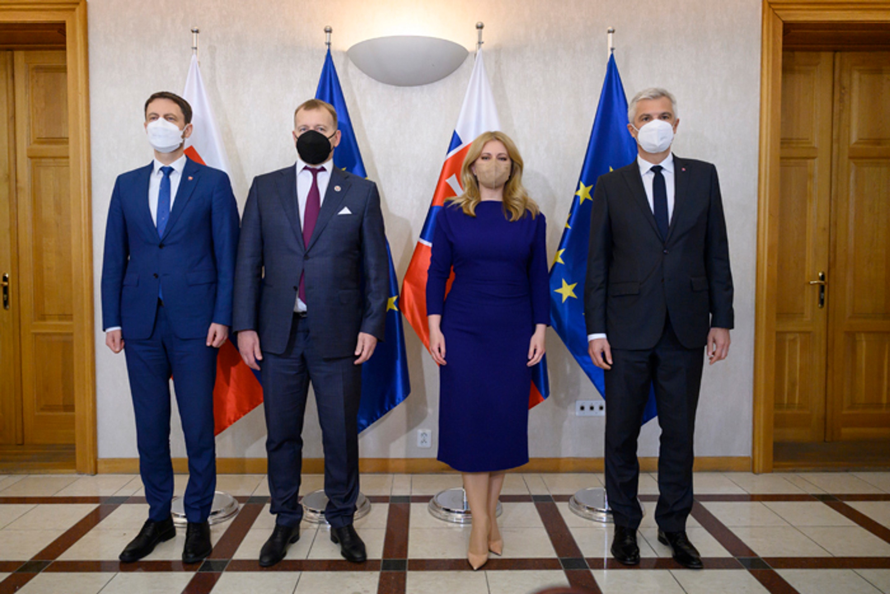 Eduard Heger, Boris Kollár, prezidentka Zuzana Čaputová a Ivan Korčok.