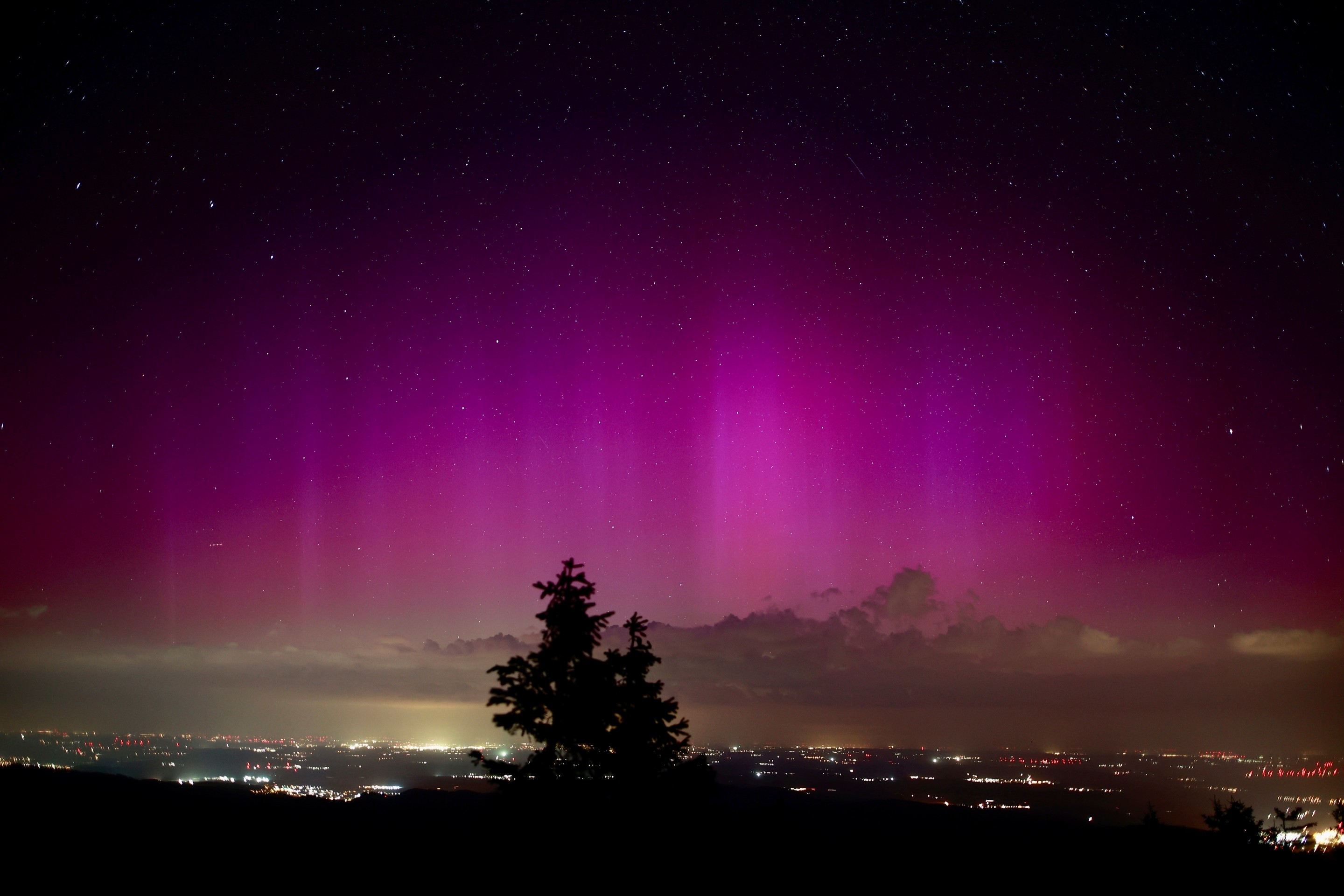Polárna žiara v Nemecku.