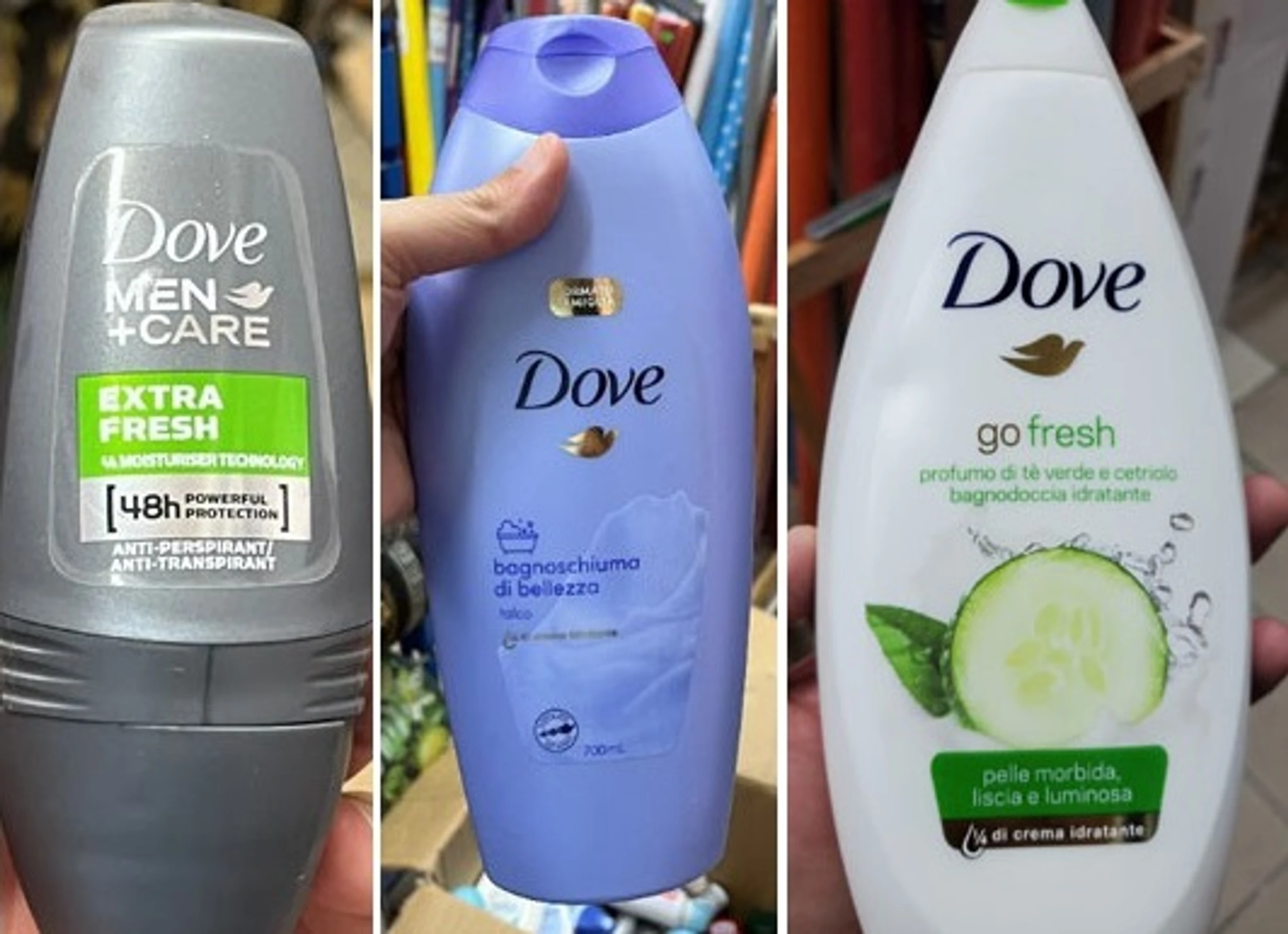 Produkty Dove a Talco