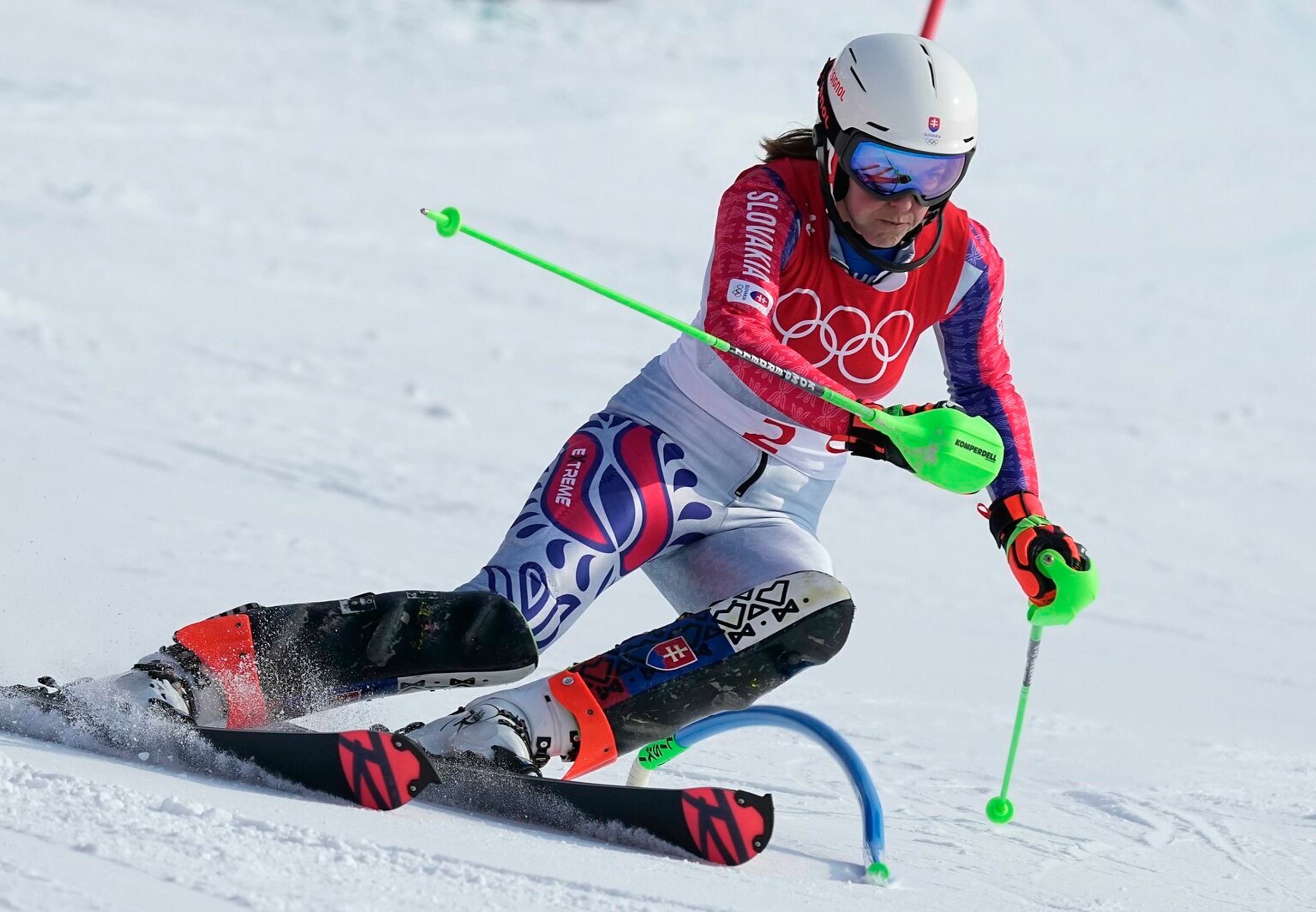 Lyžiarka Petra Vlhová zo Slovenska v 1. kole slalomu na ZOH 2022.