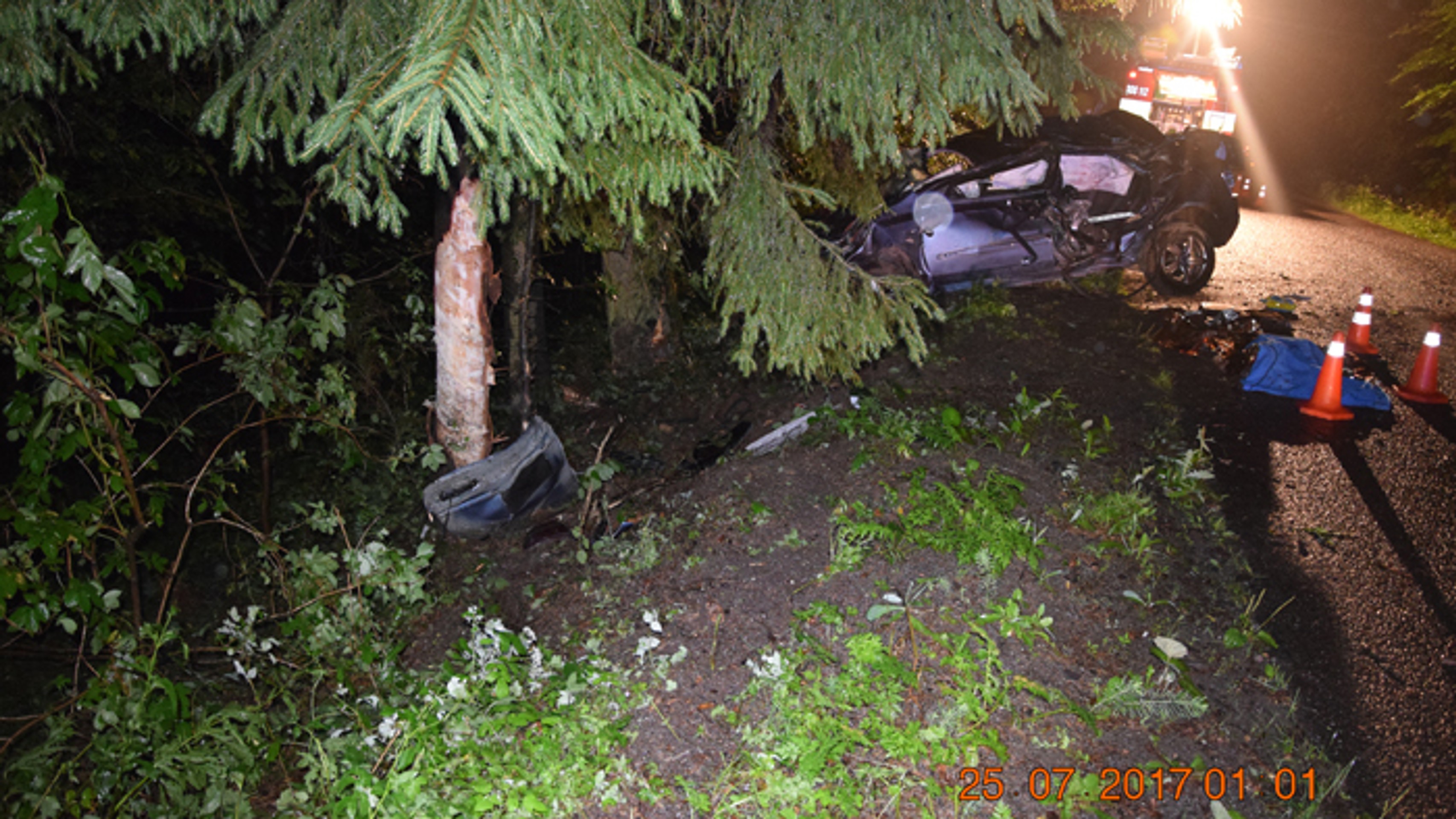 V smere od Banskej Štiavnice na Vyhne auto narazilo do stromu.