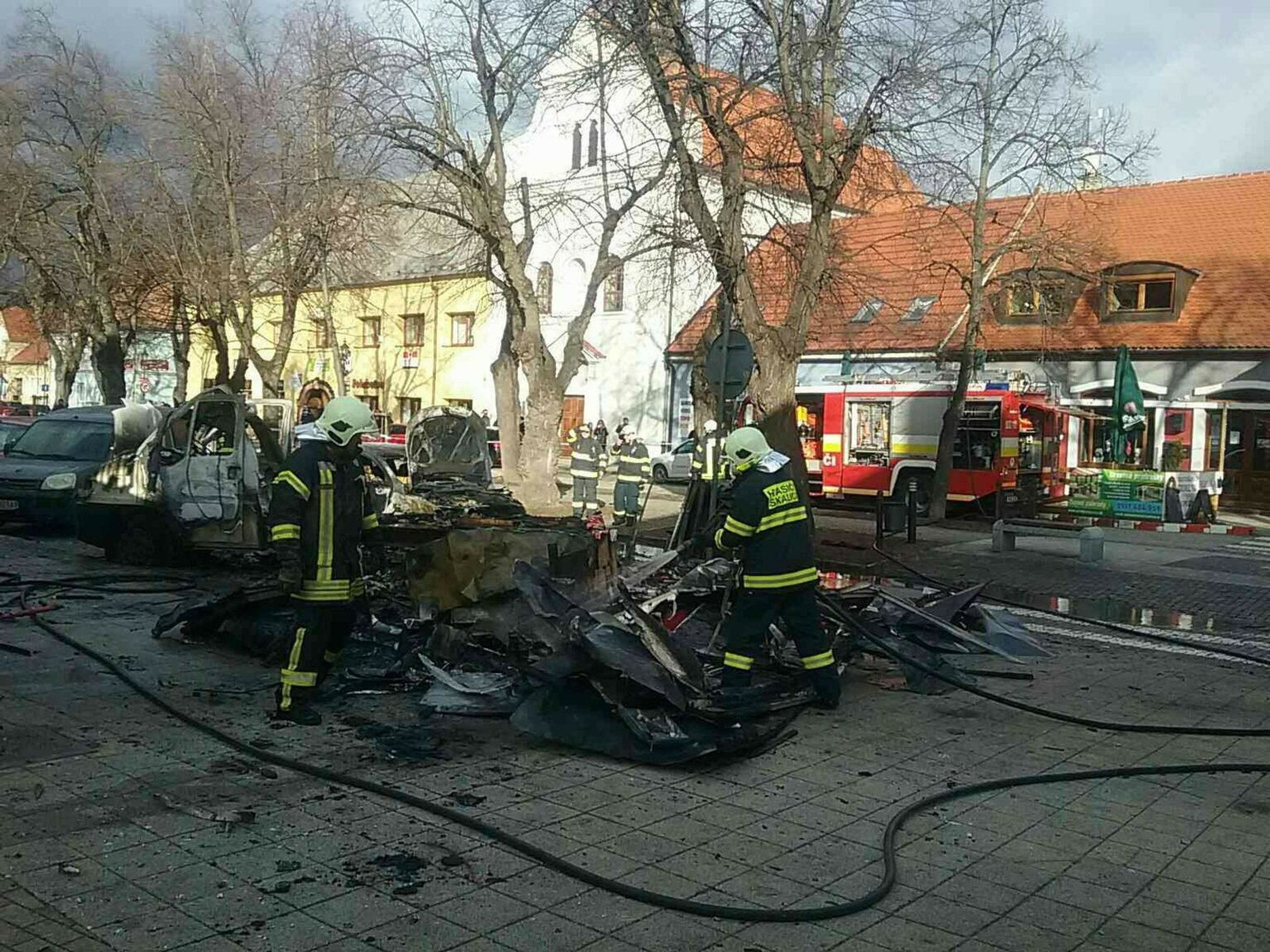 Záber z výbuchu.